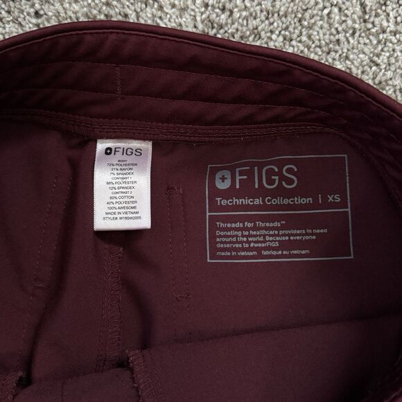 FIGS Zamora 2.0 Jogger Scrub Pants Burgundy W18SW2005 PO 1699 Size XS - Picture 2 of 12